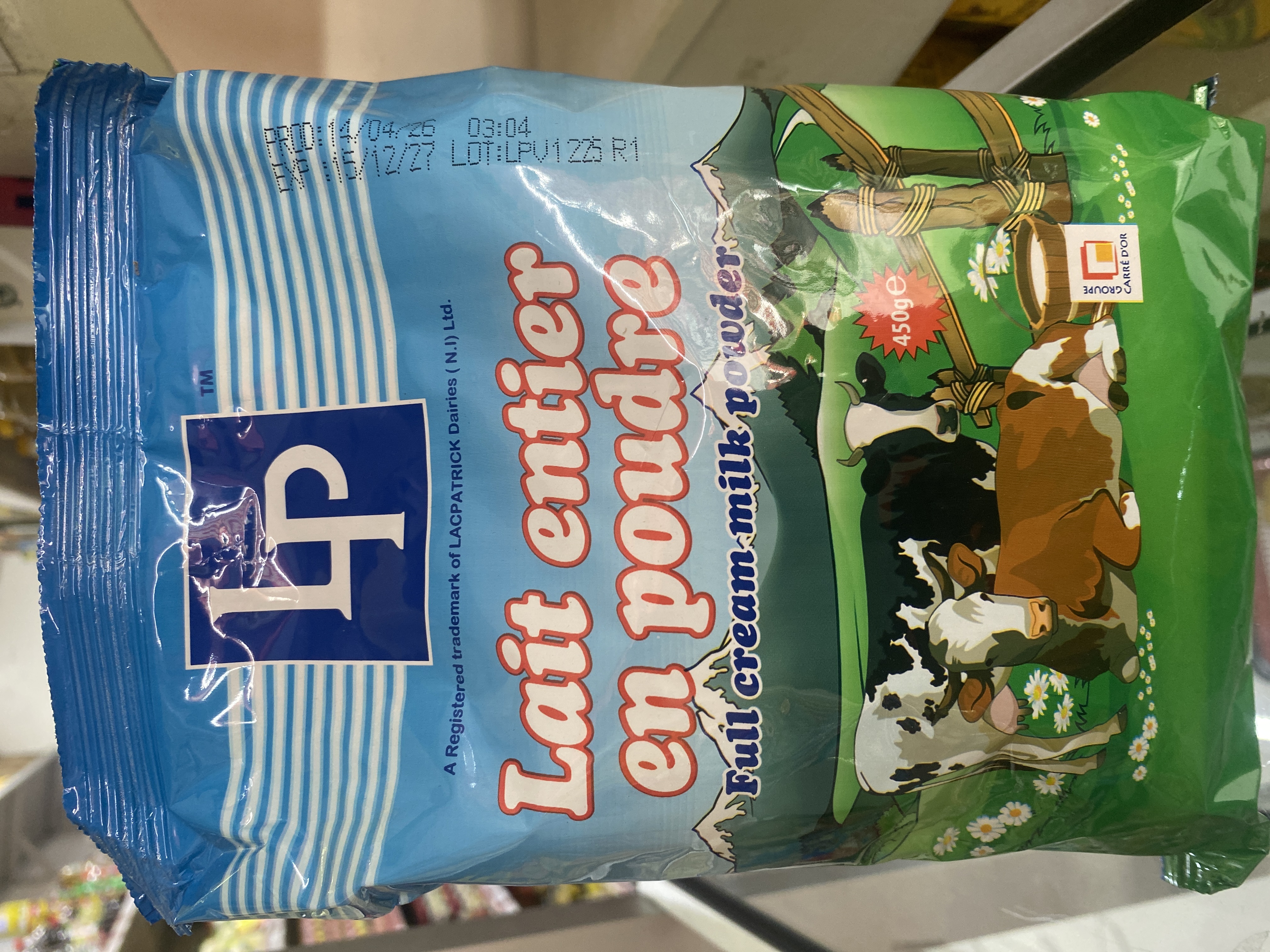 Lait entier pdre lp 450 g
